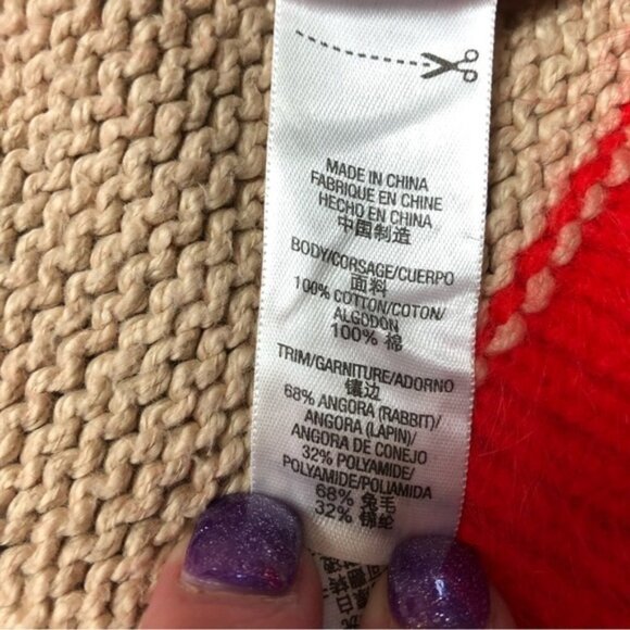 Juicy Couture Angora Trim Knit Beige/Red Cardigan Y2K Size Sm/Md - Picture 6 of 10
